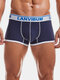 Men Cotton Contrast Lining Letter Print Waistband Sports Breathable Boxers Briefs - Navy