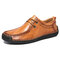 Large Size Men Microfiber Leather Non-slip Soft Sole Casual Driving Shoes - Yellow Brown