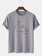 Mens 100% Cotton 6 Color Hand-Script Geometry Short Sleeve Graphic T-Shirt - Gray