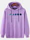 Mens Smile Graphic Print Drawstring Loose Pullover Hoodie - Purple