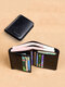 Ferricos RFID Antimagnetic Genuine Leather Vintage Tri-fold Large Capacity Short Wallet For Men - Black（Trifold）