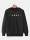 Mens Moon Graphic Chest Print Plain Elastic Hem Casual Loose Sweatshirts - Black