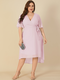 Asymmetrical Knotted Half Sleeve Plus Size Chiffon Dress - Pink