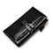 RFID Oil Wax Genuine Leather 17 Card Slot Wallet Multi-function Phone Purse Solid Coin Bag - Black