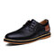 Men British Style Comfy Leather Oxfords Lace Up Business Casual Shoes - Black