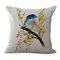 Capa de almofada de algodão estilo floral aquarela pássaro linho capa de almofada de toque macio sofá doméstico escritório - #5