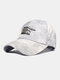 Unisex Tie-dye Cotton Letters Line Drawing Fox Embroidery Fashion Sunshade Baseball Cap - Gray