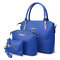 Women Rivet Shoulder Bags Set 3PCS Casual Tote Handbags - Blue