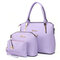 Women Rivet Shoulder Bags Set 3PCS Casual Tote Handbags - Lavender