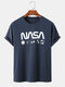 Mens 100% Cotton NASA & Planet Print Short Sleeve T-Shirt - Navy