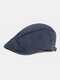 Men Cotton Stitching British Style Casual Sunshade Beret Flat Hat Forward Hat - Navy