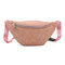 Women Solid Leisure Multi-function Soft Leather Fanny Bags Stitching Crossbody Bags - Pink