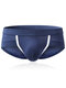 Mens Modal Breathable Elastic Fiber Soft Patchwork Sexy Underwear U Convex Pouch Briefs - Light Blue