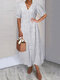 Vintage V-neck Summer Holiday Polka Dot Maxi Dress - White