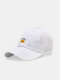 Unisex washed Made-old Cotton Solid Color Broken Hole Letter Embroidery Baseball Cap - White