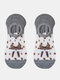 Women Silicone Non-slip Cartoon Cat Pattern Glass Wool Breathable Boat Socks - Dark Gray