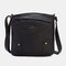 Women Soft Leather Three-Layer Waterproof Crossbody Bag - Black