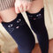 Women Girls Kawaii Cartoon Animal Cotton Stocking Over Kneed High Tight Socks - Navy