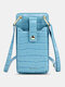 Women Multi-card Slots Alligator Pattern Print 6.5 Inch Phone Bag Crossbody Bag - Blue