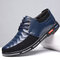 Zapatos casuales antideslizantes de empalme de cuero de microfibra para hombre - azul