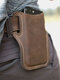 Men Genuine Leather 7.2 Inch EDC Retro Short Cell Phone Case Belt Bag - Coffee