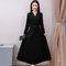 Slim Slimming Long-sleeved Temperament Large Size Bottom Dress  - Black