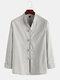 Mens Chinese Style Cotton Linen Breathable Long Sleeve Slim Fit Thin Jackets - Light Grey