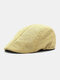 Men Cotton Solid Color Retro Casual Breathable Forward Cap Berets - Khaki