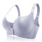 Plus Size Front Button Wireless Gather Seamless Thin Adjustable Bra DD Cup - Grey