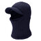 Men Winter Warm Wool Velvet Knit Beanie Fashion Outdoor Sports Cycling Face Mask Hat - Navy