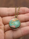 Double-Sided Glass Ball Women Necklace World Map Pendant Necklace Sweater Chain - Bronze