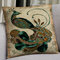 Funda de almohada de lino con paisaje de pavo real de estilo chino, funda de cojín trasero de oficina para sofá en casa - #7