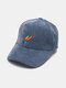 Unisex Corduroy Color Contrast N Letter Embroidery Simple Sunshade Warmth Baseball Cap - Blue