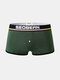 Patchwork Striped Cotton Breathable Sexy Underwear With Button Boxer Briefs - Green