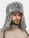 Men Faux Fur Faux Rabbit Fur Thickened Ear Protection Winter Outdoor Windproof Warmth Trapper Hat - Gray