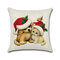 Christmas Decor Featival Cotton Linen Cushion Cover Cute Cat Dog Puppy Celebrate Pillowcase - #2