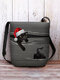 Women Felt Christmas Hat Cat Print Striped Crossbody Bag Shoulder Bag - Black