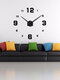 Miroir acrylique horloge murale numérique créative 3D stéréo bricolage horloge simple autocollant mural - Noir