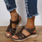 Women's Summer Comfort Round Toe Hand Sewn Plus Size Platform Sandals - Coffee