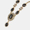 Vintage Rhinestone Gem Necklace Temperament Geometric Hollow Pendant Necklace Ethnic Jewelry  - Black