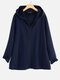 Solid Color Casual Zipper Hooded Plus Size Jackets - Navy