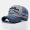 Unisex Solid Color Light Plate Baseball Cap Washable Old Cap Breathable Cotton Sun Hat - Blue