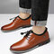 Men Microfiber Leather Non Slip Soft Elastic Lace Casual Shoes - Brown
