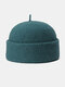 Unisex Wool Solid Color Autumn Winter Warmth Brimless Beanie Landlord Cap Skull Cap - Navy