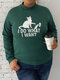 Plus Size Lovely Cat Print Half-collar Casual Sweatshirt - Dark Green