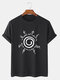 Mens Circle Graphic Crew Neck Casual Cotton Short Sleeve T-Shirts - Black