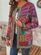Jaquetas de algodão com estampa floral estilo étnico vintage Plus - Vermelho