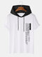 Mens Character Side Print Short Sleeve Contrast Hooded T-Shirts - White
