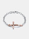 1 Pair Titanium Steel Cross Wound Couple Bracelet Valentine's Day Gift - Rose Gold(Women)