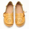 Large Size Breathable Hollow Out Flat Lace Up Soft Leather Shoes - Yellow